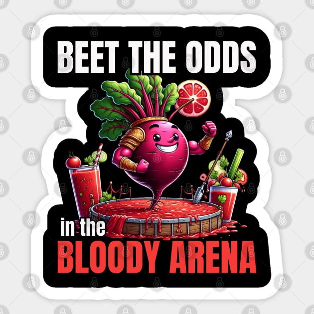 Veggie Gladiator - Beet The Odds in the Bloody Arena Shirt Sticker by vk09design